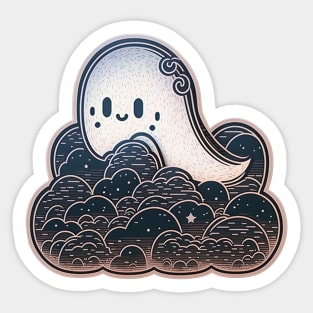 Cobweb in the Clouds, Little Ghost Design Sticker
